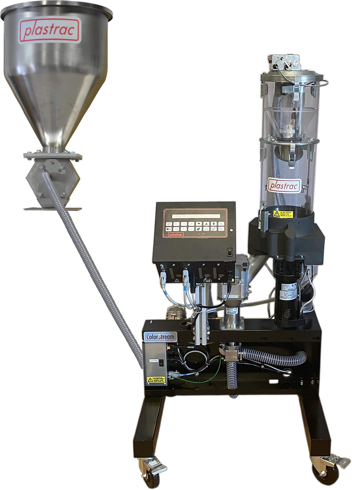 A Gravimetric ColorStream Series with a hopper against a white background.